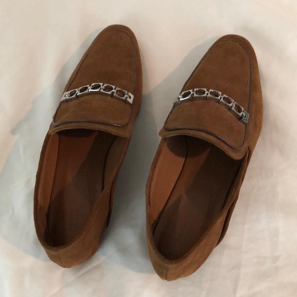 Zara brown leather loafers